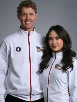 A stylish Save The Duck Team USA Jacket made from cotton polyester material for a sustainable look.