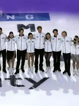 A crisp white Save The Duck Team USA Jacket with a stand up collar and lightweight down alternative.