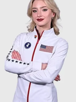view of the Save The Duck Team USA Jacket showing the breathable fabric and athletic ribbing.