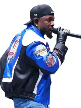 A signature Super Bowl 2025 Halftime Show Gloria Blue Jacket with a sleek and sporty silhouette.