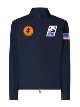 Front view of the US Figure Skating Save The Duck Jacket showing the sleek fit and branding.