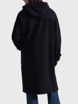 The back view of a USA Winter Olympics 2026 Toggle Coat featuring a clean navy blue finish.