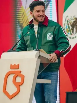 An 2026 FIFA World Cup Mexico Jacket featuring the national crest and a durable shirt style collar.