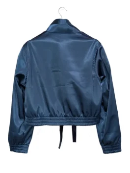 Navy blue cropped jacket with athletic accents