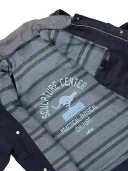 A stylish Carhartt New Balance Hooded Jacket featuring the iconic Sculpture Center logo and oversized utility pockets.