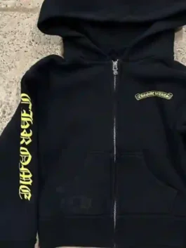 Chrome Hearts Kids Zip-up Black Hoodie in soft fleece with hooded zip-up style