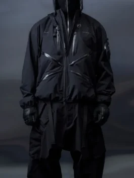 Drawbridge Death Stranding 2 Jacket with bold black finish and futuristic utility styling