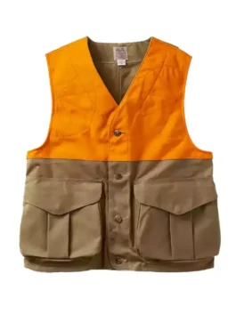 Filson Upland Hunting Vest with button closure, outdoor fit, and front utility pockets