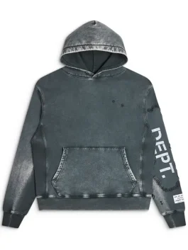 Front view of the Gallery Dept Archive Black Hoodie featuring a pullover style and a comfortable soft lining.