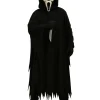 Ghostface Costume Scream Horror Outfit featuring a long black coat with a classic hooded horror look.