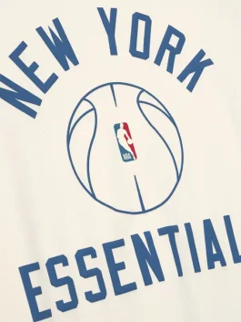 Close up of the New York Knicks Fear of God Barkley Hendricks T-Shirt highlighting the premium fleece texture.