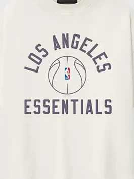 A professional Lakers Fear of God Barkley Hendricks T-shirt in off white featuring artistic team graphics.