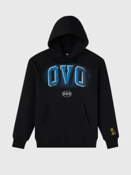 OVO X Batman 1989 Arch Hoodie in black fleece with bold graphic and casual fit