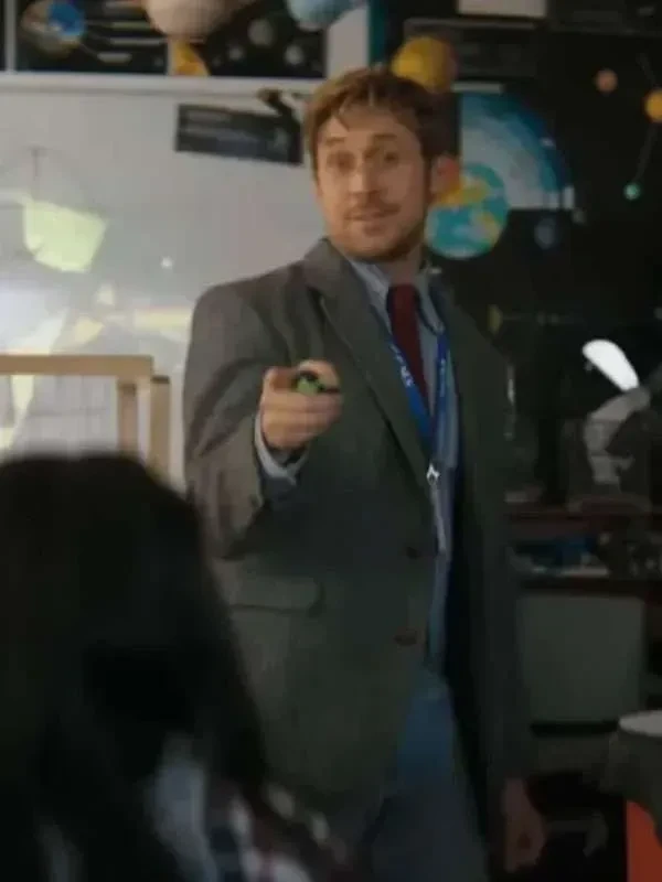 Project Hail Mary Ryan Gosling Blazer in grey color with wool fabric and tailored silhouette.