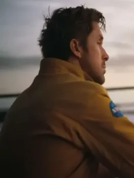 Ryan Gosling Yellow NASA Jacket inspired outerwear with bold yellow color and front zip style