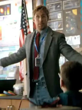 Project Hail Mary Ryan Gosling Blazer made from wool fabric with lapel collar and inner lining.