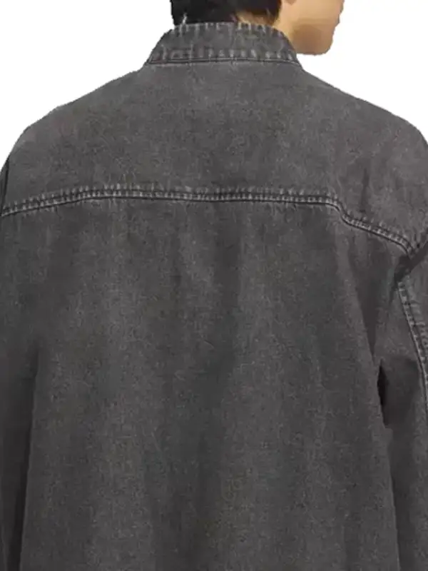 Adidas Chinese New Year Denim Jacket in unisex dark grey denim with toggle closure and stand-up collar back view