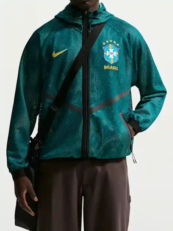 World Cup 2026 Mesh Anthem Jacket Brazil version with mesh fabric and lightweight athletic design.