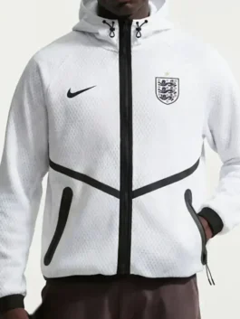 World Cup 2026 Mesh Anthem Jacket featuring breathable net fabric with hooded style and zipper closure.