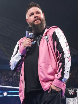Kevin Owens 2025 SmackDown Zip-up Hoodie with relaxed fit and sporty front style.