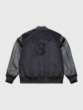 Back view of the iconic Allen Iverson Mitchell Ness Varsity Jacket.