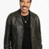 Lionel Richie wearing a sleek leather jacket with a lapel collar on American Idol.