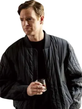 Bill Goodman black quilted bomber jacket inspired by Nick Gehlfuss in CIA 2026.