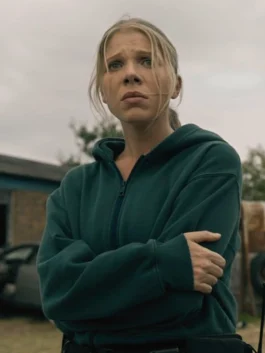From S04 Dani Acosta Green Hoodie with relaxed TV series-inspired styling.