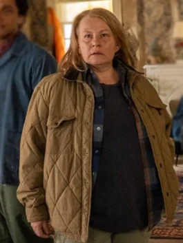 From S04 Donna Quilted Jacket with warm padded texture and TV series styling.