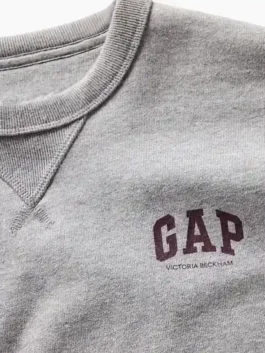 Close-up of a high-quality fleece sweatshirt featuring embroidered chest detailing.