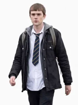 Half Man Mitchell Robertson Black Jacket with clean front styling and bold dark look.