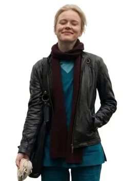 Black leather jacket inspired by Amelia Eve in Insidious Out of the Further.