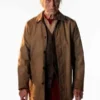 David Morgan Insidious Out of the Further brown coat with dark movie-inspired styling.