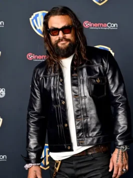 Jason Momoa CinemaCon Black Leather Jacket