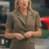 Kate Hudson Running Point S02 Brown Blazer with clean tailored front styling.