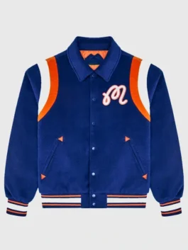 A stylish lifestyle look of the Knicks The Garden Varsity Jacket.
