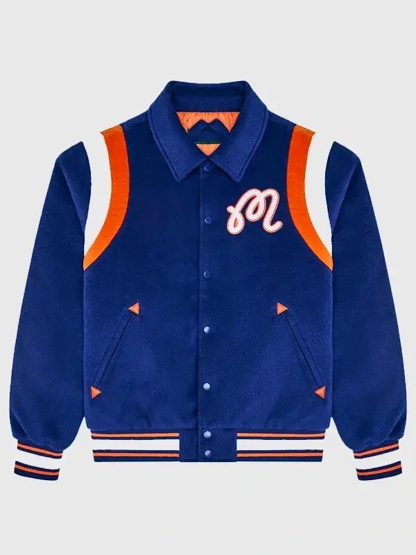 A stylish lifestyle look of the Knicks The Garden Varsity Jacket.