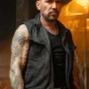 Jason David Frank Legend of the White Dragon Erik Reed Black Vest with clean front styling.