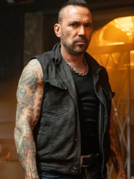 Jason David Frank Legend of the White Dragon Erik Reed Black Vest with clean front styling.