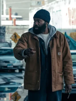 Brown cotton jacket inspired by Yahya Abdul-Mateen II in Man on Fire 2026.