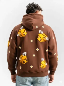 Minecraft Bee Hoodie with soft fleece look, hooded design, long sleeves, and casual fit.