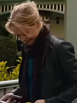 Amelia Eve black biker jacket with bold cinematic outerwear appeal.