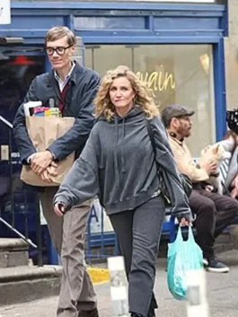 Cameron Diaz grey hoodie with soft casual fit and everyday comfort appeal.