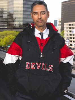 New Jersey Devils Sunny Mehta Vintage Jacket with bold starter pullover style.