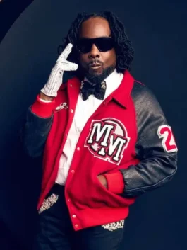 Michael Movie Premiere varsity jacket with classic letterman-style appeal.