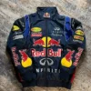A premium racing bomber jacket featuring high-quality embroidered sponsor patches.