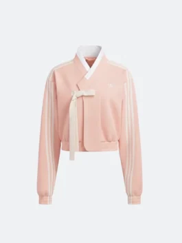 Front view of the TWICE x Adidas Hanbok Peach Fusion Jacket.