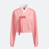 Front view of the TWICE x Adidas Hanbok Fusion Jacket Pink and Red.