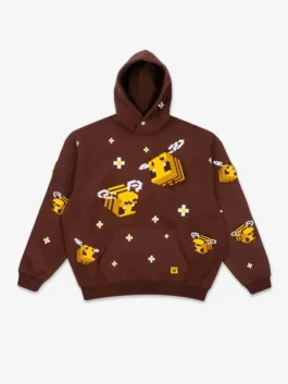 The Bee Hoodie inspired by Minecraft with brown pullover design and hooded collar Minecraft Bee Hoodie.