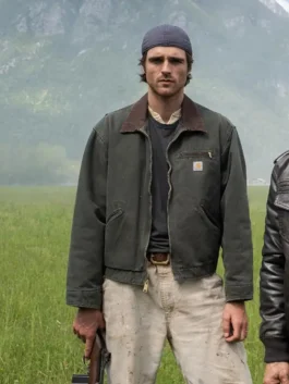 Jacob Elordi The Dog Stars Hig Green Cotton Jacket with rugged utility-inspired styling.